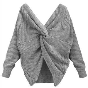 Red dress boutique twisted back sweater